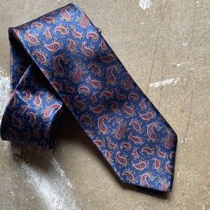 Vintage Oscar de la Renta silk blue men’s paisley tie